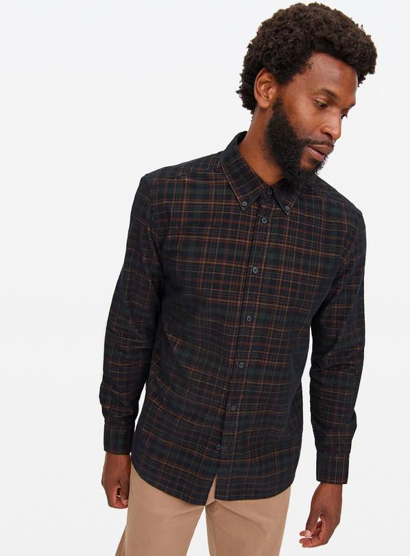 Shadow Check Corduroy Long Sleeve Shirt XXXXL
